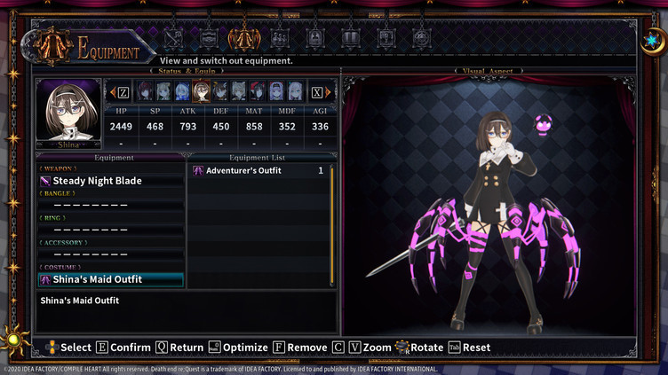 Death end re;Quest 2 - Shina's Maid Outfit Screenshot 1