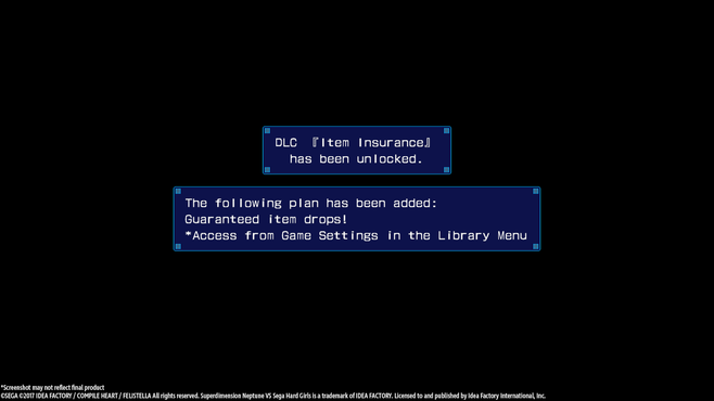 Superdimension Neptune VS Sega Hard Girls - Item Insurance Screenshot 1