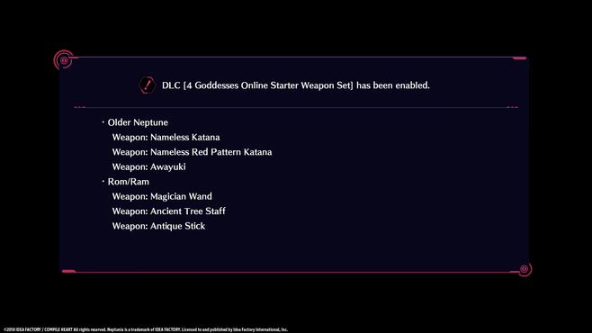 Megadimension Neptunia VIIR - 4 Goddesses Online Starter Weapon Set Screenshot 1