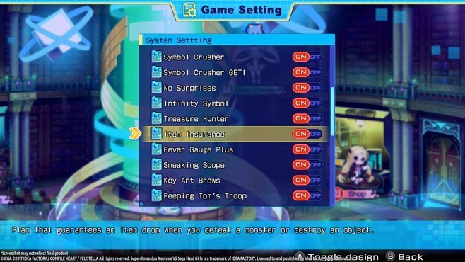 Superdimension Neptune VS Sega Hard Girls - Item Insurance Screenshot 2